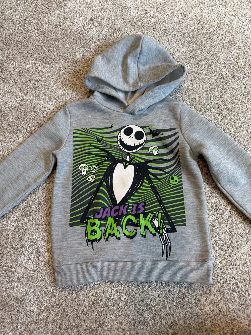 Disney Kids Matching Set Gray and Black with Green Jack Skellington Graphic - 5T